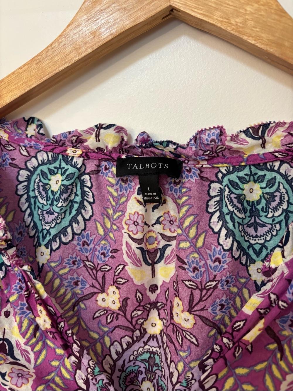Talbots 100% Cotton Multicolor "Floret Medallion" Print Sleeveless Top, Size L - Picture 5 of 6